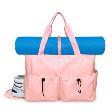 Imagem de Bolsa para tapete de ioga, bolsa de ginástica para mulheres, bolsa com bolsos, bolsa de treino com zíper e compartimento para sapatos, design para viagens, esportes, pilates, trabalho, deslocamento