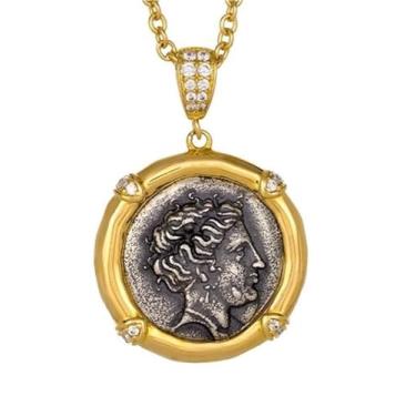 Imagem de Mito Sccylla Medalhão Milagroso Colar De Moedas De Dupla Face,Colar De Medalha De Moeda De Mito Grego Para Mulheres