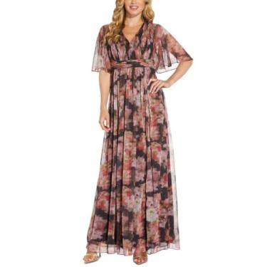 Imagem de Adrianna Papell Vestido drapeado de chiffon estampado feminino, Rosa Multi, 36