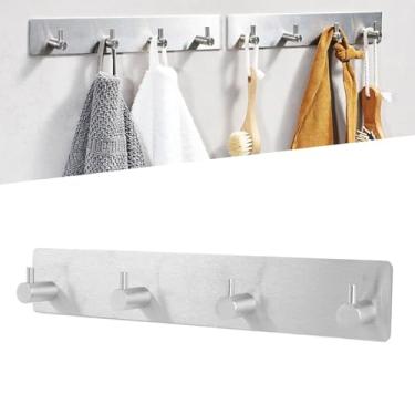 Imagem de Cabide de parede para montagem em parede, cabide de aço inoxidável para parede, ganchos de metal para roupas, chapéus, toalhas, ganchos para pendurar casacos na parede