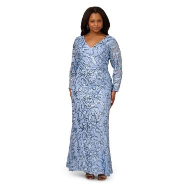 Imagem de Adrianna Papell Vestido formal feminino preto gravata noite noiva mãe do noivo, Electric Ice, 25 Plus Size