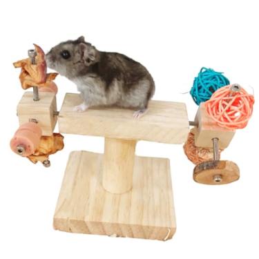 Imagem de Brinquedo de forrageamento de porquinho-da-índia – Brinquedo de coelho de enriquecimento de madeira com suporte de comida de aço inoxidável ajustável, brinquedo interativo de comedouro de coelho para