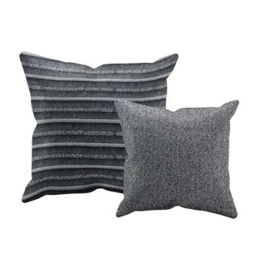 Imagem de kit 2 Capas Almofada Tear Alto Padrão luxo 60x60 + 45x45 Vr (KIT B 14 Grafite Cinza Preto Branco Nude - KIT B SOFA ENCOSTO ALGODAO JACQUARD)