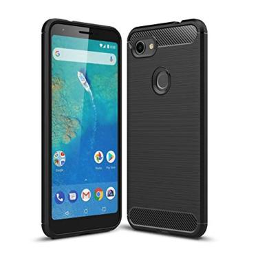 Imagem de CruzerLite Capa compatível com Google Pixel 3a XL, fibra de carbono e design de textura de couro, capa de absorção de choque (preto)
