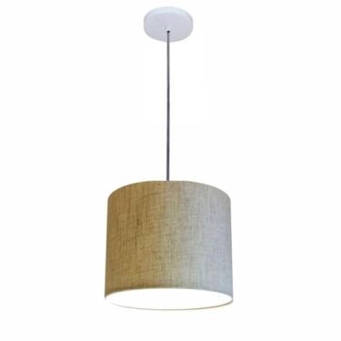 Imagem de Lustre Luminária Pendente Vivare Free Lux PE-4106BR Cúpula em Tecido 20x25cm - Rustico-bege