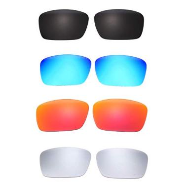 Imagem de NicelyFit Conjunto de 4 lentes polarizadas de substituição para óculos de sol Oakley Fuel Cell, Preto, espelho vermelho fogo, espelho azul gelo, espelho de titânio, Fuel Cell