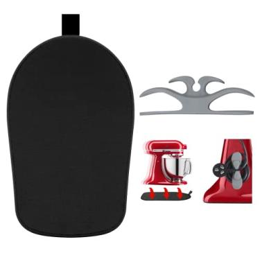 Imagem de Owowong Tapete deslizante para misturador KitchenAid, almofada deslizante de 4,5 a 5 litros com cabeça inclinada, tapete de utensílios de cozinha, acessórios de auxílio com organizador de cabos cinza