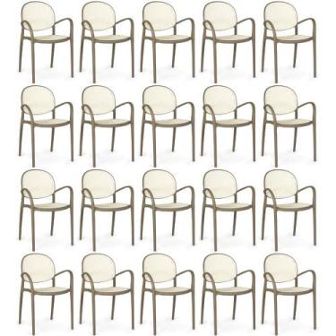Imagem de Kit 20 Cadeiras de Jantar Roma Com Braço para Sala e Cozinha - Branco/