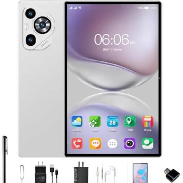 Imagem de 10,1 polegadas, Android 13, 16 GB de RAM + 512 GB de ROM, câmaras de 24 e 32 megapixéis, GPS, Bluetooth, cartão Dual SIM (Cinza)