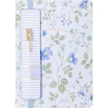 Imagem de Laura Ashley Caderno de capa dura de tecido premium com caneta | 256 páginas forradas | Design floral elegante | Perfeito para diários, anotações e presentes (azul - A5-6-x-8 polegadas)