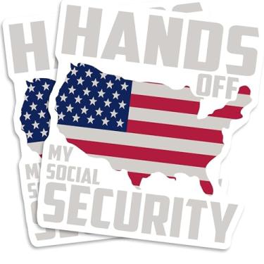 Imagem de Hands Off My Social Security Magnet - Patriótico EUA - Bandeira Americana - Declaração Política - Geladeira - Material Durável para Caixa de Ferramentas de Carro Caminhão Qualquer Superfície de Metal