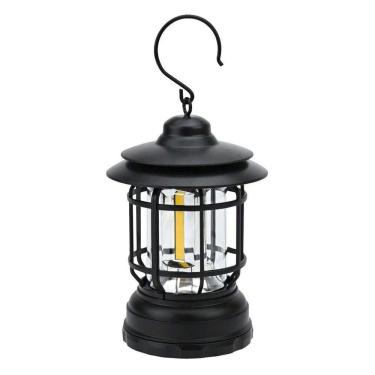 Imagem de Lampião Led Recarregável Retrô Com Regulador De Intensidade Usb Preto