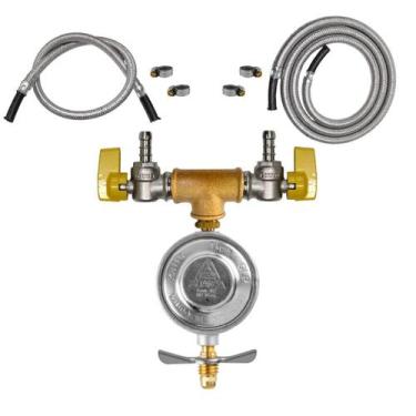 Imagem de Kit Instalação Fogão Forno Válvula Duas Saídas Gás 60cm e 4m - Renogás
