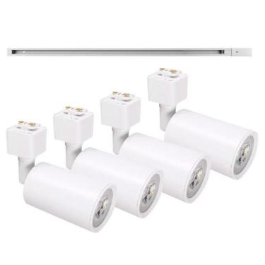 Imagem de Kit Trilho Eletrificado p/ Spot Led 1M + 4 Spots 7W 3.000K Branco - No