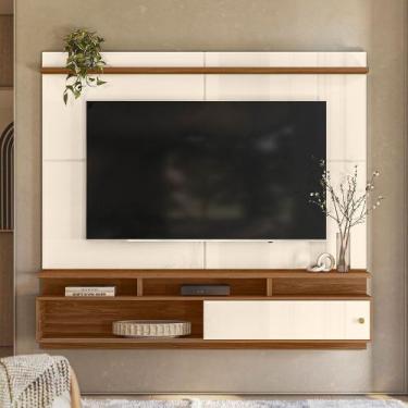 Imagem de Estante Painel Home Suspenso para TV 70" Morretes Off White/Amêndoa- M