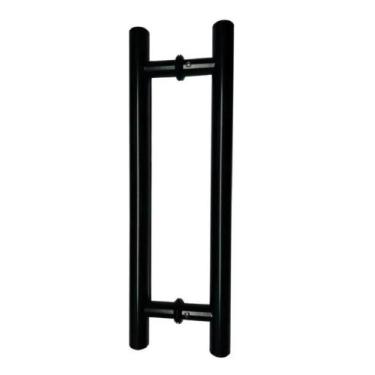 Imagem de Puxador H Tubular Duplo Porta Madeira Vidro 40cm Preto - Alese