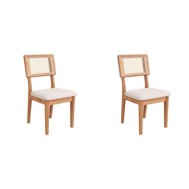 Imagem de Conjunto com 2 Cadeiras Penny Algodão Cesare Claro e Freijó - Modern