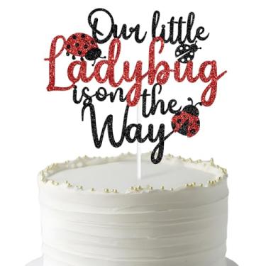 Imagem de Our Little Ladybug Is On The Way Cake Topper, It's a Girl, It's a Ladybug, Welcome Sweet Girl, Ladybug Theme Baby Shower/Gender Reveal Party Decorations