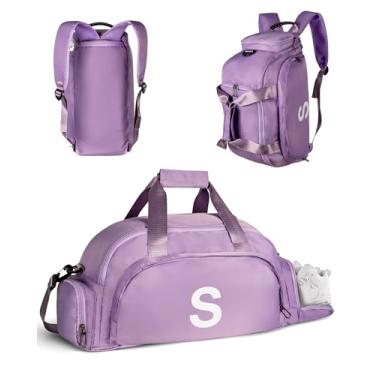 Imagem de Vogewood Presentes de aniversário para meninas de 4, 5, 6, 7, 8, 9, 10, 11, 12 e 13 anos, bolsas de ginástica com compartimento para sapatos, bolsa esportiva personalizada para meninas, monograma para
