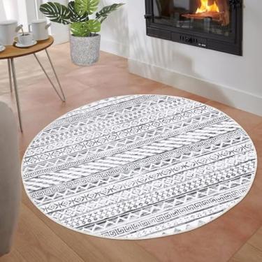 Imagem de dainslef Tapete redondo moderno de 10 x 10 cm, pequeno, para banheiro, lavanderia, círculo, lavável, tapete de cozinha, tapete contemporâneo antiderrapante para quarto, sala de estar, sala de jantar