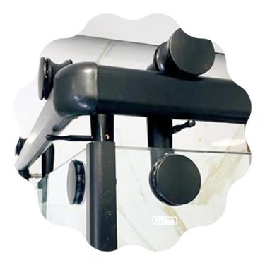 Imagem de Kit Box Encanto CF4 2,5m para Banheiros de Canto, com Roldanas Aparente, Ampla Abertura Frontal, Ideia Glass (Preto)