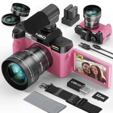 Imagem de Câmeras digitais 5K para fotografia, câmera fotográfica de 48 MP, câmeras de vlogging de viagem para YouTube com zoom digital de 16X, tela flip de 180°, lente macro de 52 mm, 2 baterias, cartão SD de
