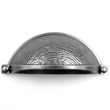 Imagem de JETLAND Puxadores de copo para armário - pacote com 6, textura fundida cinza antigo, centros de orifício de 7,6 cm, puxadores vintage para mesa de cabeceira de cômoda de gaveta, CP0802AN076