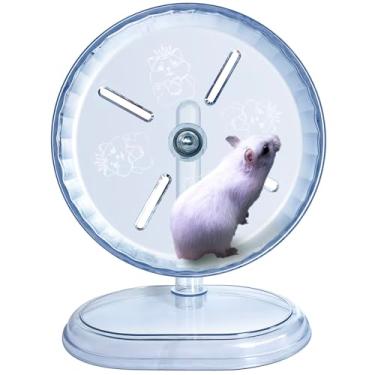 Imagem de lazYYzal Roda silenciosa para hamster, acessórios de rodas de exercício super silenciosas, rodas de corrida silenciosas, suporte ajustável para camundongos hamsters ou outros animais pequenos (branca