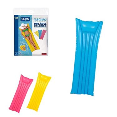 Imagem de Colchão Inflável para Piscina, 183x69cm, com Encosto, Cores Sortidas (Azul, Rosa, Amarelo)