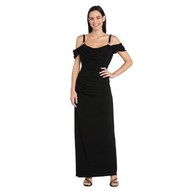 Imagem de R&M Richards Vestido feminino drapeado com glamour, Preto, 52