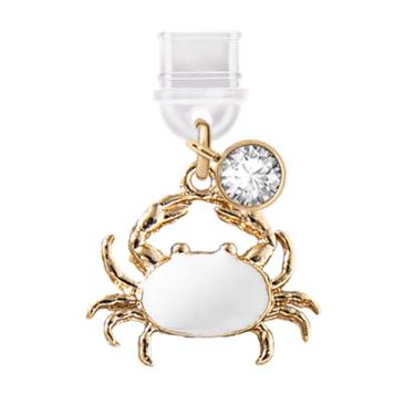 Imagem de ELISE & FONDA Porta de carregamento tipo C TP677, plugue antipoeira, pingente de celular Little Crab para iPhone 15/16/Samsung/OnePlus/Xiaomi/oppo telefones Android (branco)