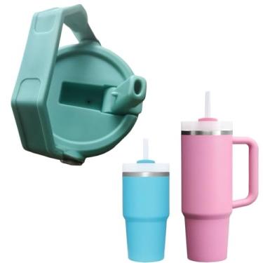 Imagem de Tampa de copo de substituição à prova de vazamento de 2 peças com canudo - Apto para Stanley NOVA VERSÃO Iceflow Flip Tumbler, Quencher H2.0 e Protour Quencher Copo de 850 g, 590 ml (EU-A, 590 ml E