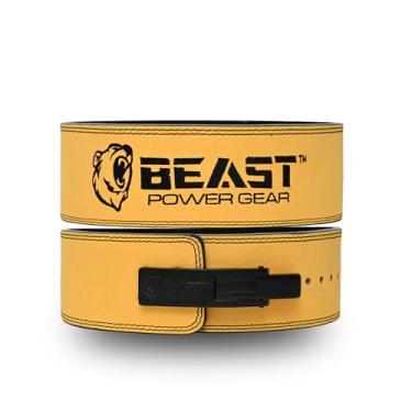 Imagem de Beast Power Gear Cinto de alavanca, levantamento de peso, 10 mm, 13 mm, couro com alça para levantamento de peso, levantamento de peso, levantamento terra, agachamento, cinto elétrico - masculino e