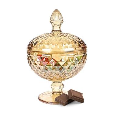 Imagem de Bomboniere Lumiére De Vidro Com Pé Potiche Mesa Doces 18cm - KeHome, A