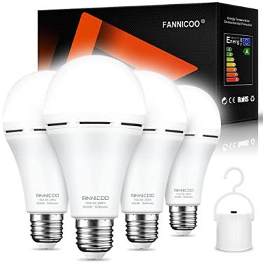 Imagem de FanNicoo Lâmpadas De Emergência Recarregáveis Com Bateria Reserva 1500 Mah, Iluminação Permanente Durante Queda Energia, Equivalente A 15 W E 80 Para Camping Caminhadas (Pacote 4 Luz Natural 6500 K)