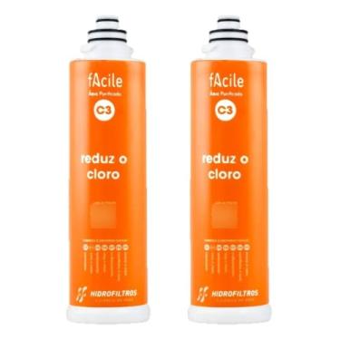 Imagem de Kit 2 Refil Filtro de Água para Purificador Facile C3, Branco, Substituição a Cada 6 Meses