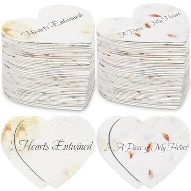 Imagem de Dunzoom 50 peças de papel de semente feito à mão, lembrancinha de casamento para convidados, papel de semente de flores silvestres reciclado, etiquetas de pétalas de flores, cartões de presentes