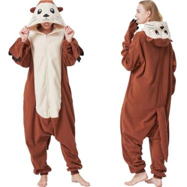 Imagem de Macacão de animal adulto, fantasia de Halloween, cosplay, pijama de peça única para mulheres e homens, Lontra marinha, XXG
