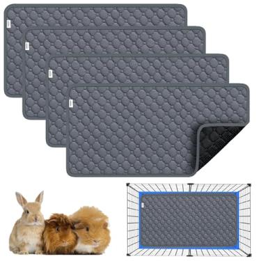 Imagem de Forro de gaiola de porquinho da índia, roupa de cama lavável para gaiola C&C 2x1, pacote com 4, reutilizável, antiderrapante e impermeável, absorvente para animais pequenos, coelho, chinchila