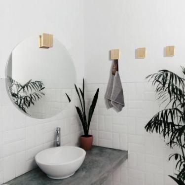 Imagem de Espelho Decorativo Aplique Pinus Quadrado 50 Cm Redondo - e2g Design
