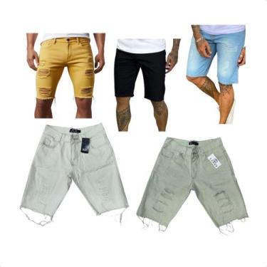 Imagem de Kit 5 Bermudas Masculina De Alfaiataria E Jeans Destroyed - lojaaquite