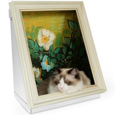 Imagem de Pintura arranhadora de gatos para interior almofada de arranhar, com cartboard horizontal, arranhador de gato, cama, design semi-surround com erva de gato (rosa, médio - grande)