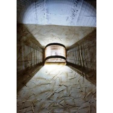 Imagem de Arandela de parede luminária rustica oval com telinha de bambu artesan