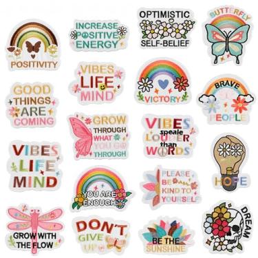Imagem de Conjunto de apliques coloridos bordados com letras positivas, citações motivacionais, desenhos para roupas, crianças, meninas, jaquetas, bolsas, decoração de costura (estilo 3 (18 peças))