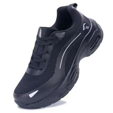 Imagem de Artlea Tênis de caminhada feminino, suporte de arco, fascite plantar, ortopédico, tênis de corrida e academia, Preto/branco, 38