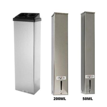 Imagem de Kit 1 Coletor Conjugado 200ml/50ml + 1 Dispenser Quadrado 200ml Inox +