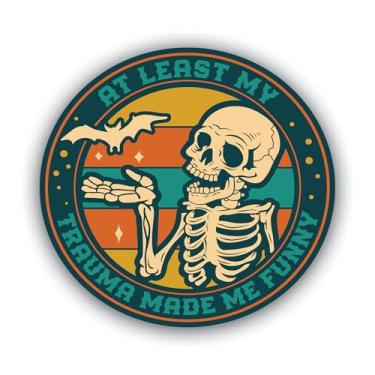 Imagem de Esqueleto engraçado retrô na moda pacote de adesivos de vinil icônico – Decalque com impressão UV impermeável de 12 cm – Várias citações sarcásticas diferentes - Peel & Stick – Várias variações