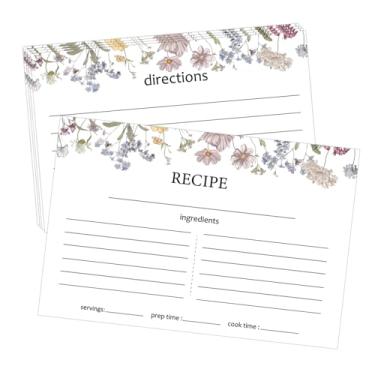 Imagem de sunepany 50 cartões de receitas 10 x 15 cm para chá de panela de flores silvestres, capina, inauguração de casa, presentes de Natal, cartões de índice forrados brancos, papel cartolina em branco