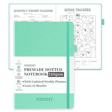 Imagem de SIMSIMY Caderno pré-fabricado com marcadores pontilhados, diário pré-fabricado com agenda semanal e mensal sem data – organização de 12 meses para hábitos/humor/refeições/sono/rastreadores de