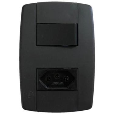 Imagem de Kit 2 Conjunto Interruptor Simples + Tomada 20A 250V Preta